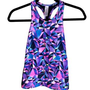 Ivivva By Lululemon Racerback Fitted Athletic Tank Top Sleeveless Geometric